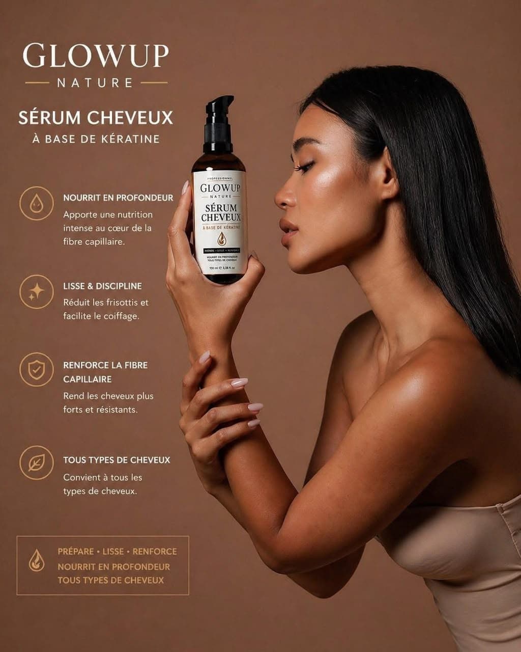 Sérum et huile de croissance capillaire Glowup Nature